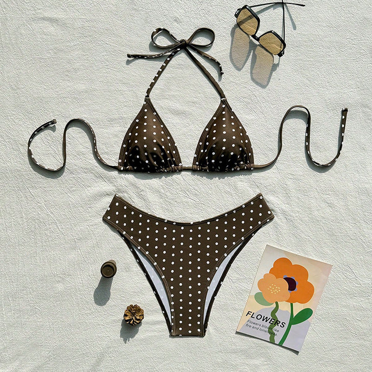 Damen Triangel-Bikini mit klassischen Punkten Shopnory