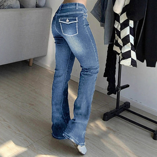 Damen taillenhohe Flared-Denimhose mit sculptendem Sitz und verlängertem Bein Shop Nory