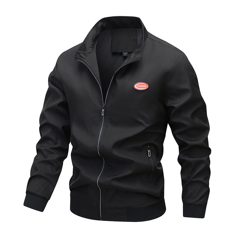 Herren Leichte Reißverschluss-Trainingsjacke im Bomberstil mit Stehkragen und windabweisender Mikrofaserschale Shop Nory