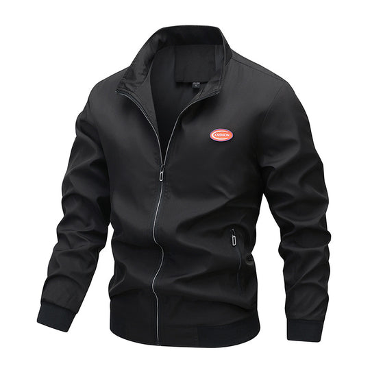 Herren Leichte Reißverschluss-Trainingsjacke im Bomberstil mit Stehkragen und windabweisender Mikrofaserschale Shop Nory