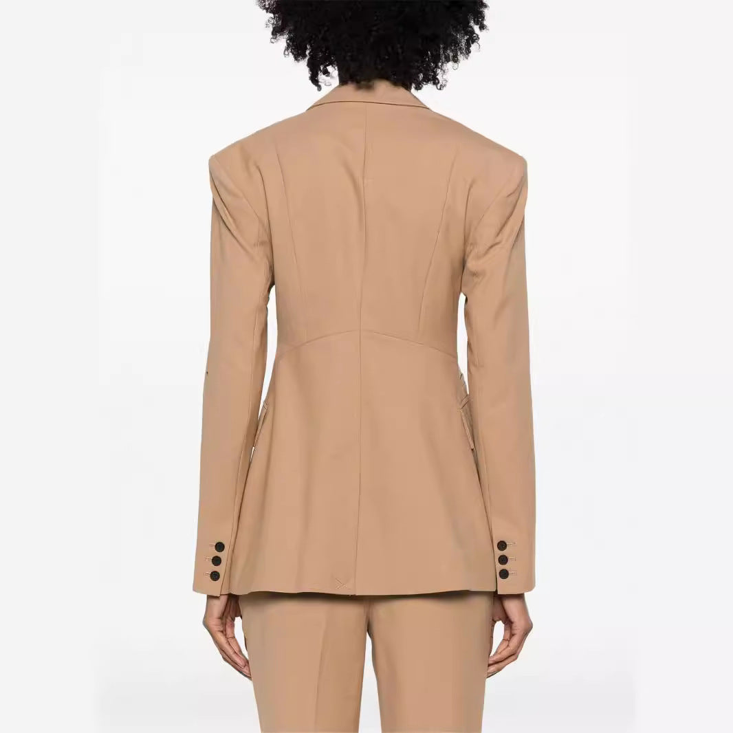 Damen Zweiteiliges tailliertes Doppelreihiges Blazer‑Hosenanzug mit ausgestellter Palazzohose Shop Nory