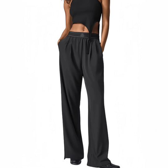 Damen Elegante Hochtaillierte Palazzo-Hosen