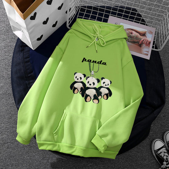 Damen nan oversized Kapuzenpullover mit Plüsch-Panda-Applikation und Kängurutasche Shop Nory