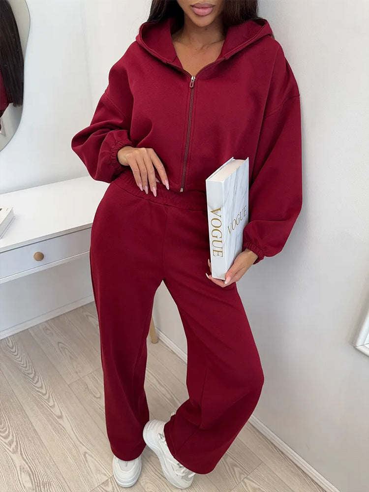 Damen lässiges Lounge-Set mit Hoodie und weiten Hosen