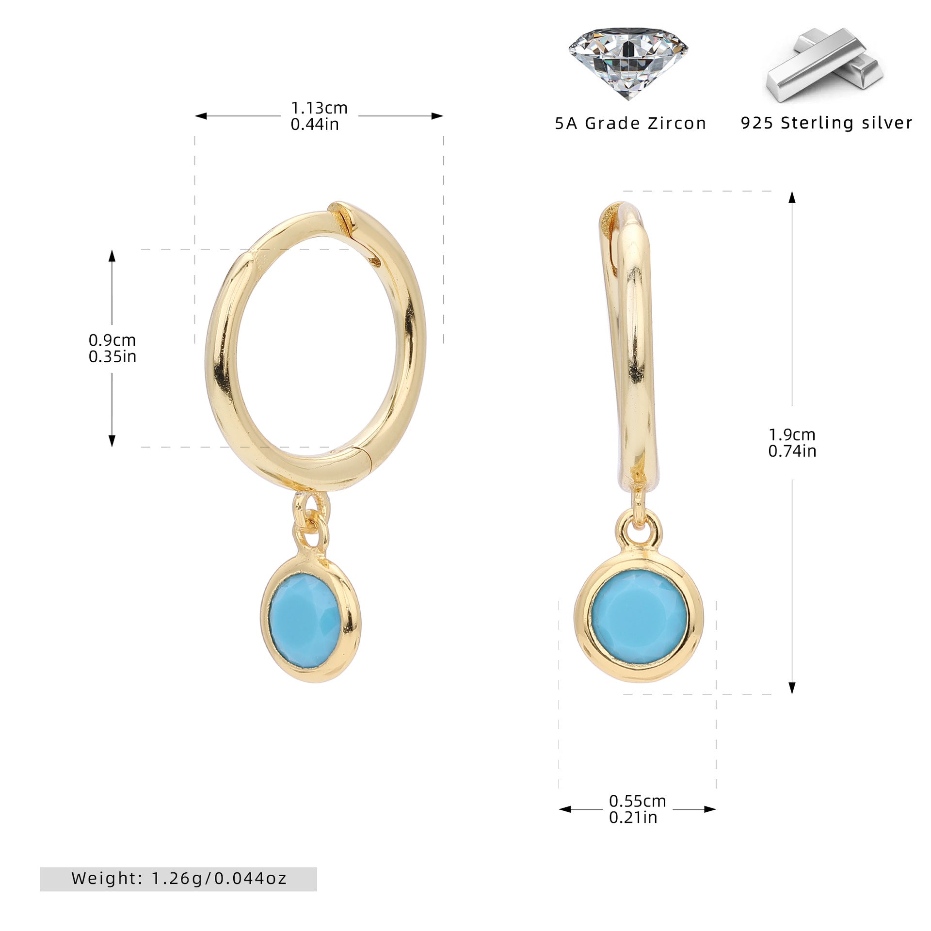 Damen Ohrhänger mit Smoky Zirkon-Anhängern aus hochwertigem 925 Sterling Silber Shop Nory