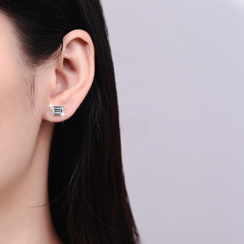 Damen Ohrstecker mit elegantem rechteckigem Kristall-Design Shop Nory