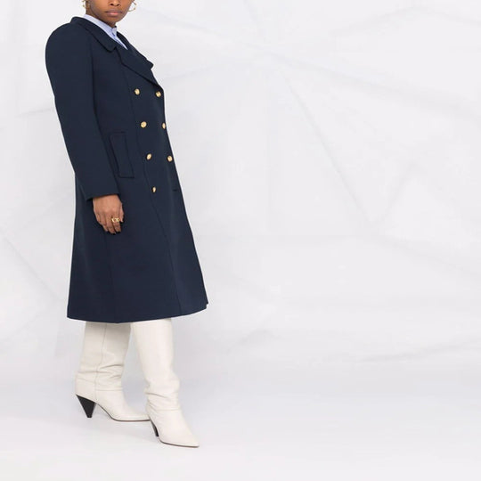 Damen Taillierter A Linien Mantel mit Doppelreiher und markanten Metallknöpfen Shop Nory