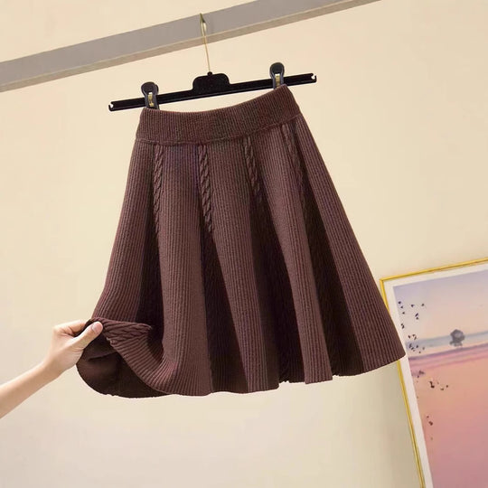 Damen Wadenlanger Strickrock mit Zopfmuster Shop Nory
