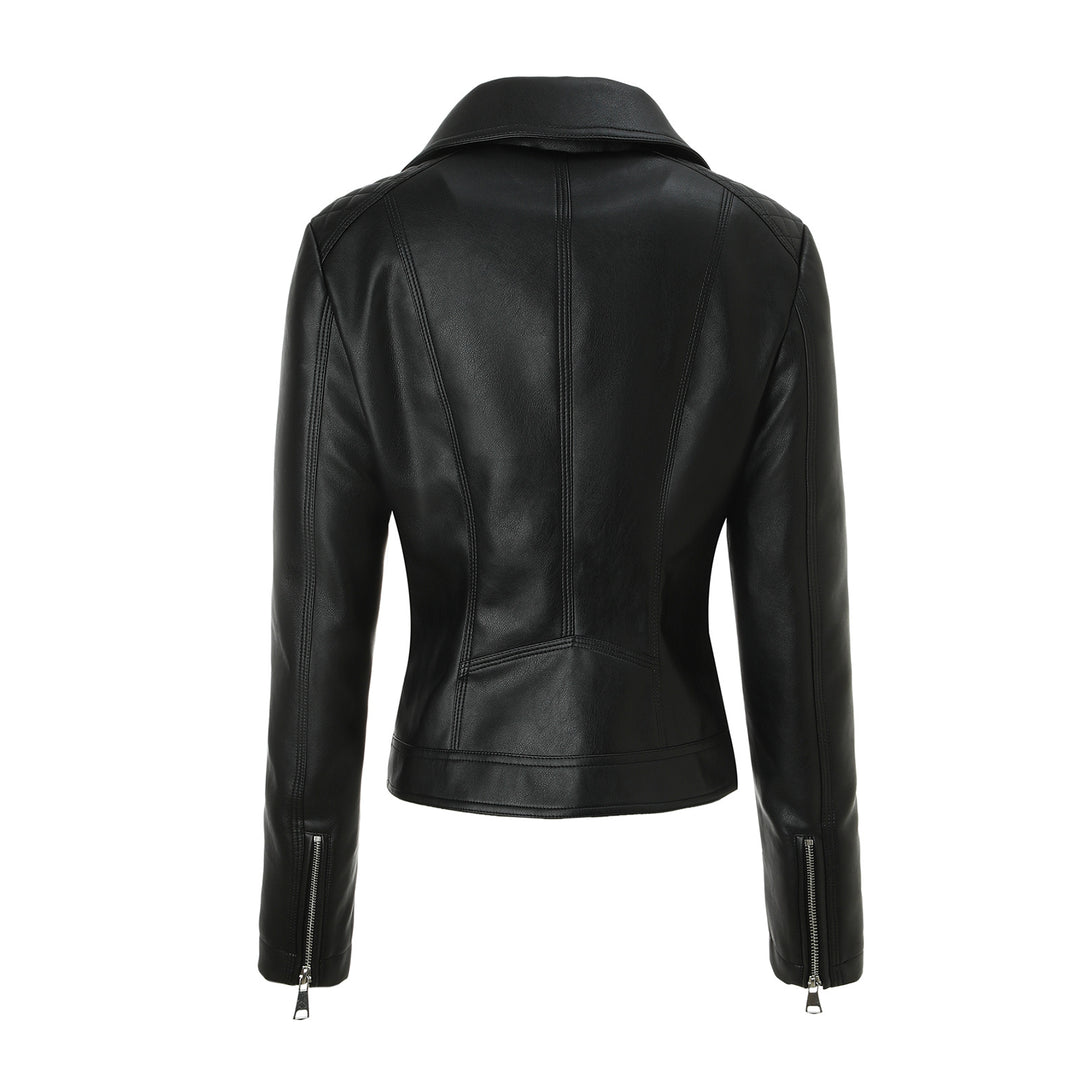 Damen Taillierte Biker-Lederjacke mit Stepp-Schultern Shop Nory