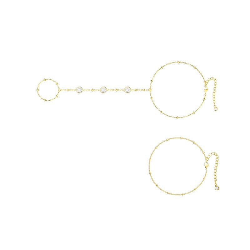 Damen Fußkettchen mit funkelnden Zirkonia-Elementen und eleganter Kettenstruktur Shop Nory