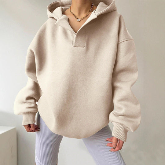 Damen Oversized Kapuzensweatshirt mit lässigem Stehkragen und langen Ärmeln Shopnory