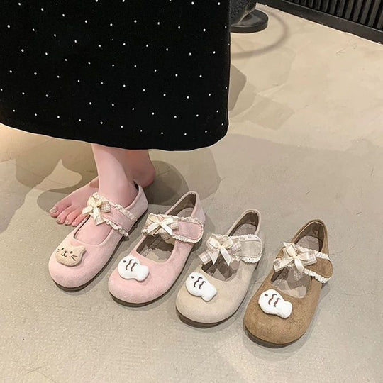 Damen Verspielte Mary-Jane-Ballerinas mit Plüsch‑Applikation und Klettverschluss Shop Nory