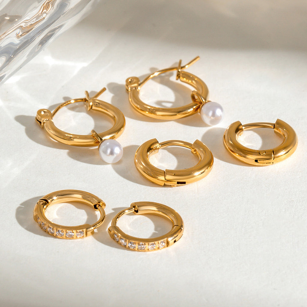 Damen Ohrhängerringe mit Perlen- und Zirkonia-Details Shop Nory