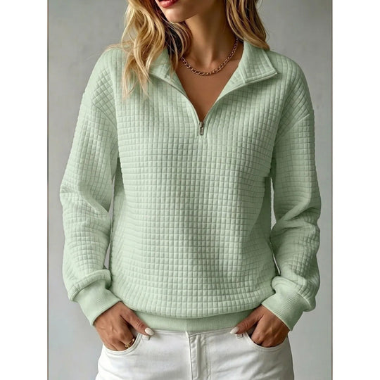 Damen Stepp-Sweatshirt mit halbem Reißverschluss und Kachelstruktur Shop Nory