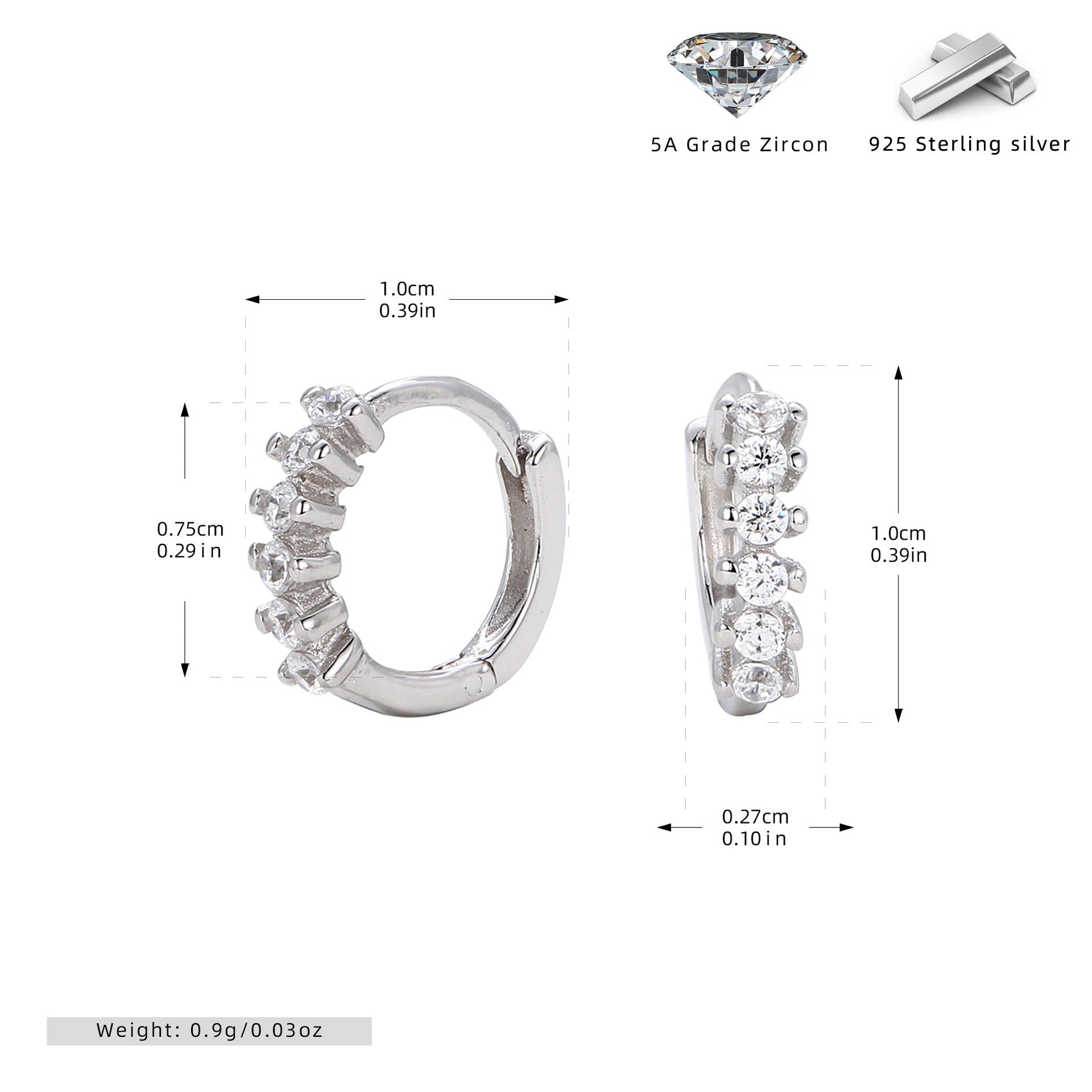 Damen Zarte und funkelnde Creolen aus 925er Sterlingsilber Shop Nory