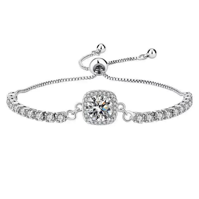 Zartes Zirkonia-Armband mit Verstellbarem Verschluss und Funkelnden Rundsteinen