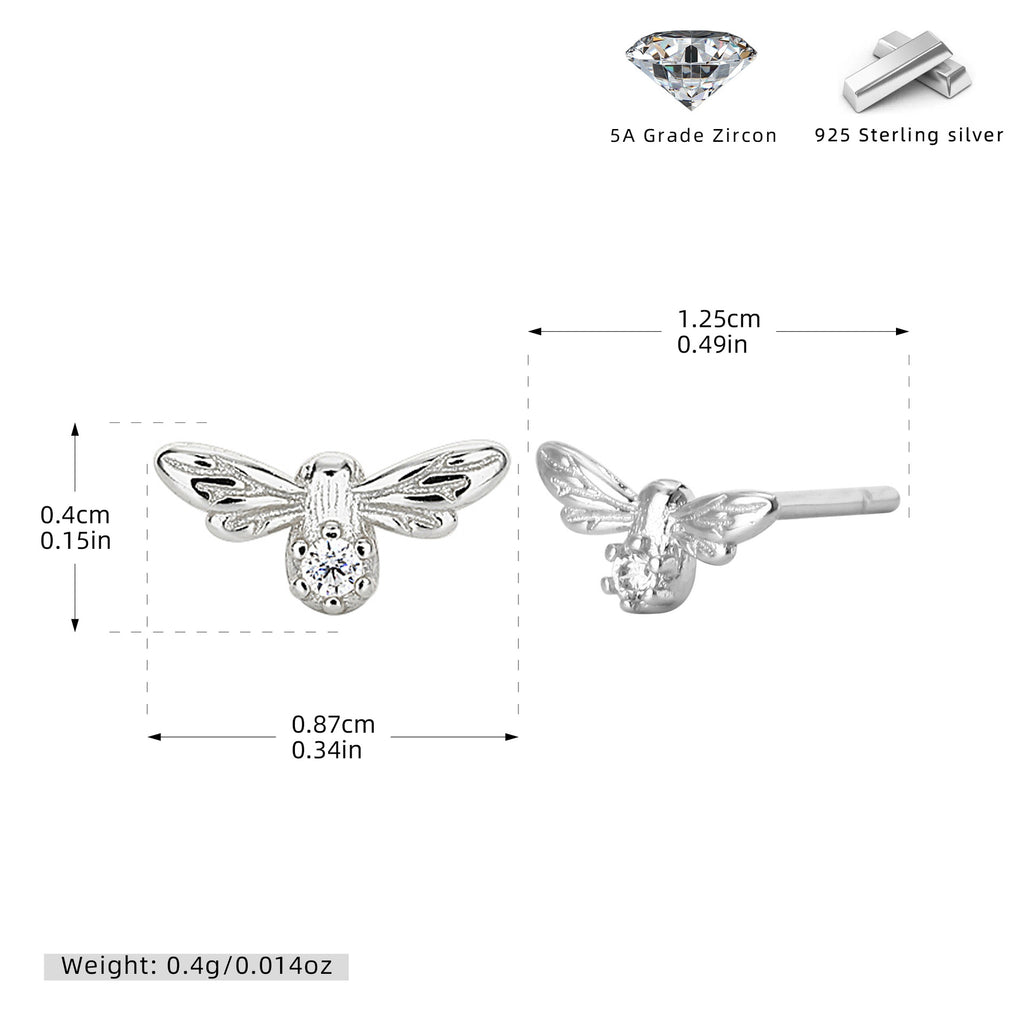 Damen Ohrstecker im Bienen-Design mit funkelndem Zirkonbesatz Shop Nory