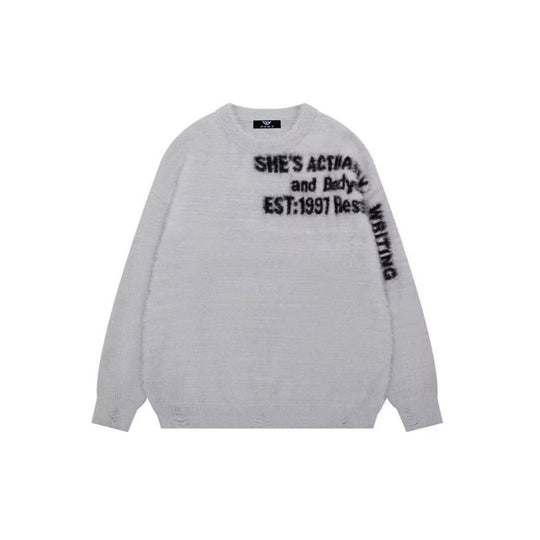 Damen Lässiger Oversized Pullover mit grafischem Print Shop Nory