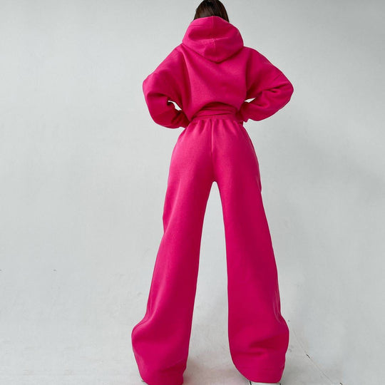 Damen zweiteiliges Lounge-Set mit sculpting High Waist Palazzohose und oversized Kapuzenhoodie Shop Nory
