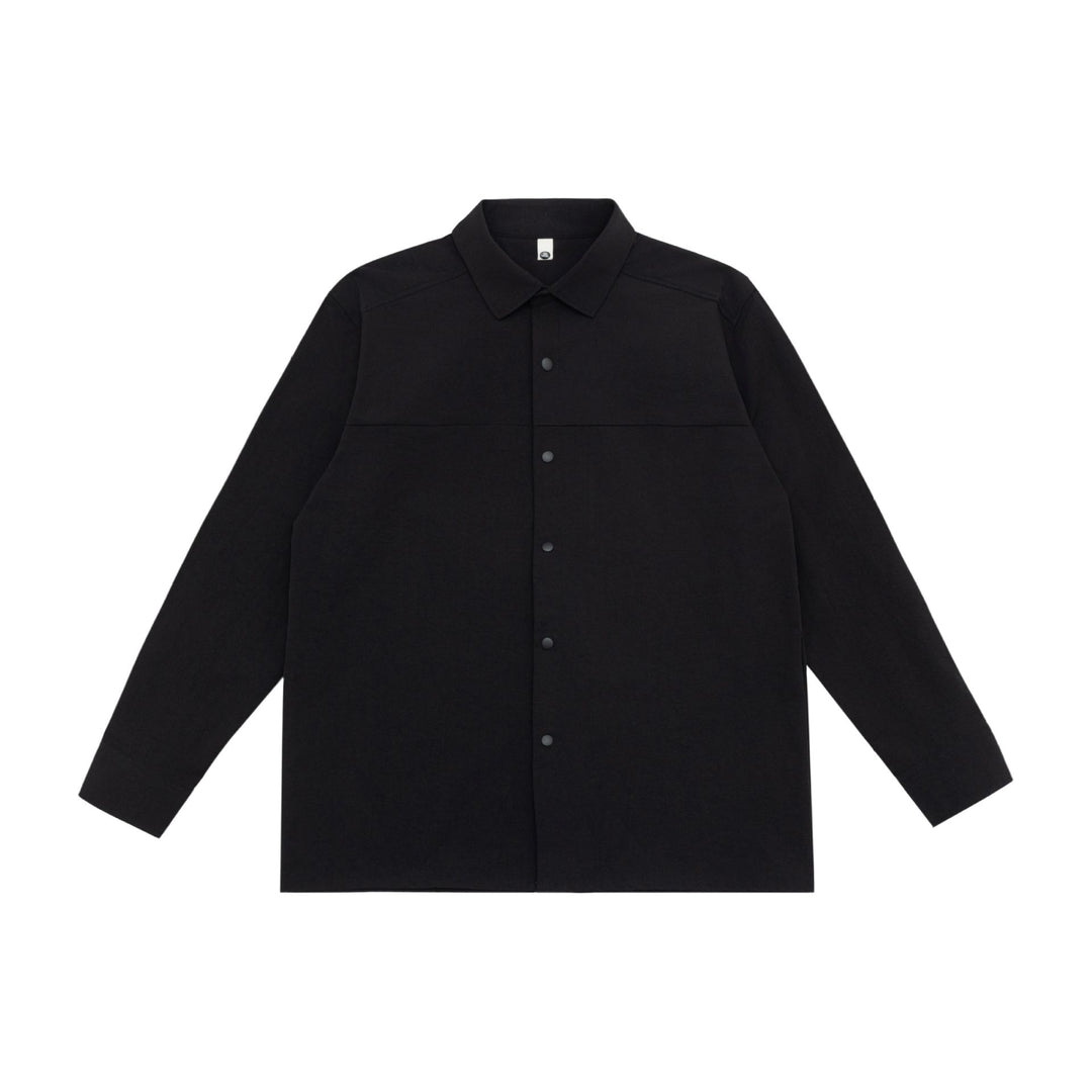 Unisex Longline-Hemdjacke im Boxy-Schnitt aus schwerer Sweatqualität mit verdeckter Druckknopfleiste Shop Nory