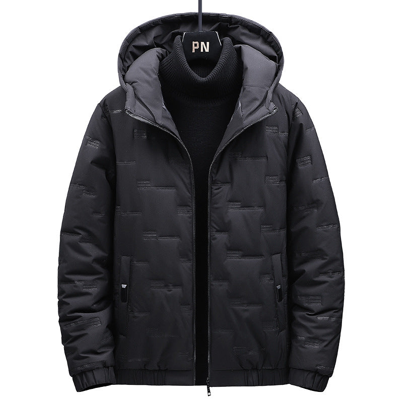 Herren Gefütterte Steppjacke mit Kapuze und geometrischer Steppung Shop Nory