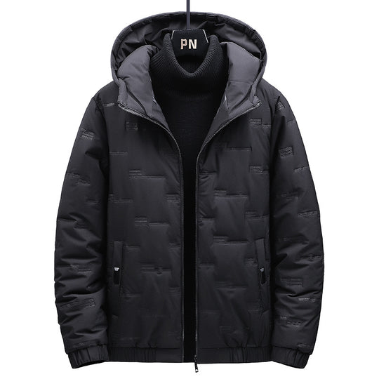 Herren Gefütterte Steppjacke mit Kapuze und geometrischer Steppung Shop Nory
