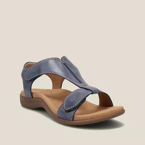 Damen Bequeme Flache Sandalen mit ergonomischem Kork‑Komfortfußbett und Klettverschluss Shop Nory
