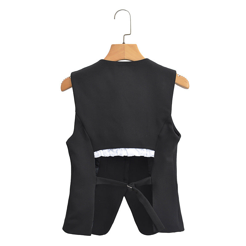 Damen Taillierte Business-Weste mit V-Ausschnitt und Knopfleiste Shop Nory