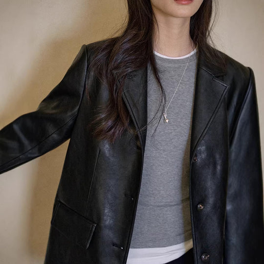 Damen Modischer Lederblazer Shop Nory