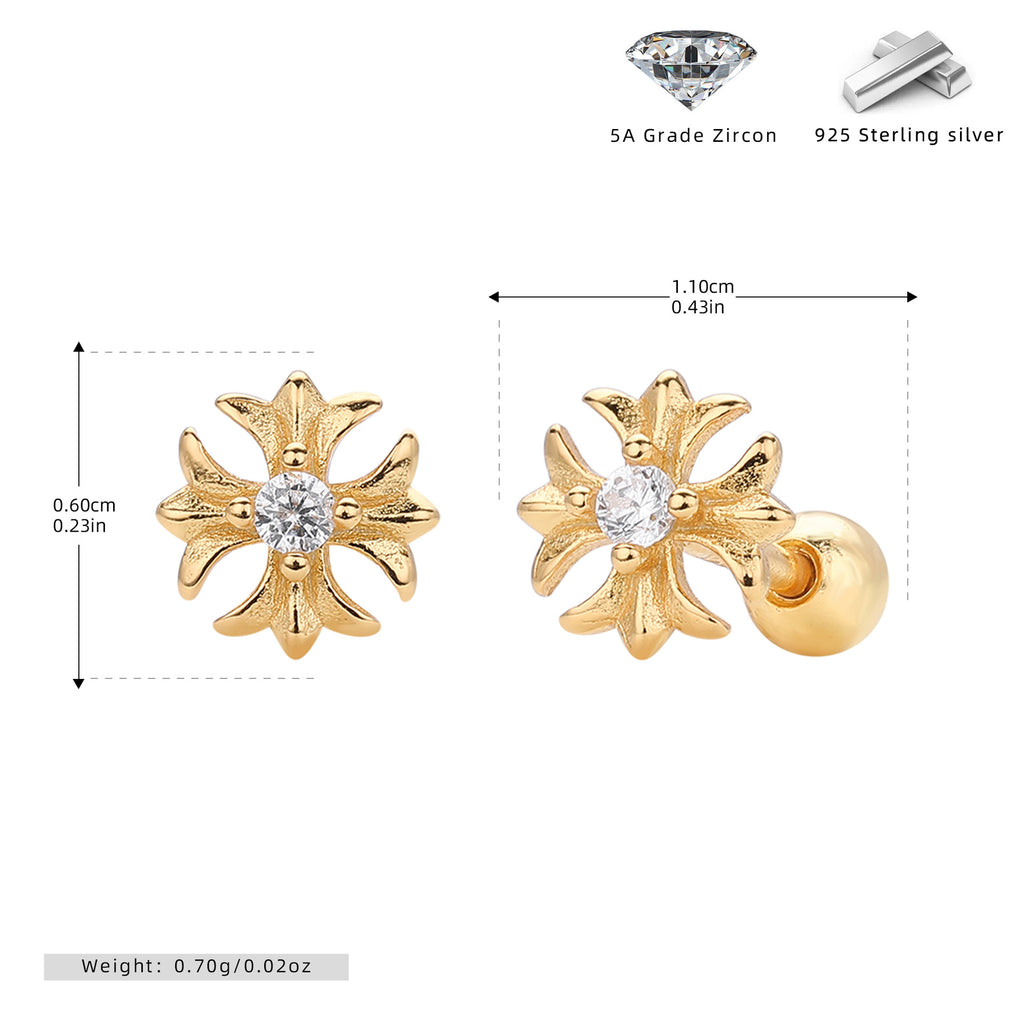Damen Ohrringe mit floralen Motiv aus hochwertigem 925 Sterling Silber Shop Nory