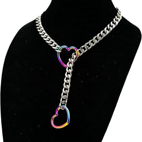 Damen Halskette mit Herzen und glänzendem Kettendesign Shop Nory