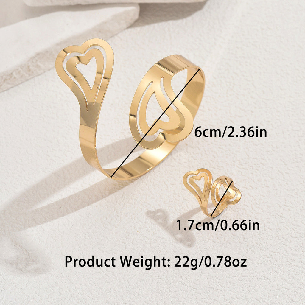 Damen Armreif und Ring im künstlerischen Herzdesign Shop Nory
