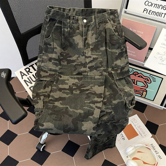 Damen Modische Cargo-Hose mit Camouflage-Muster Shop Nory