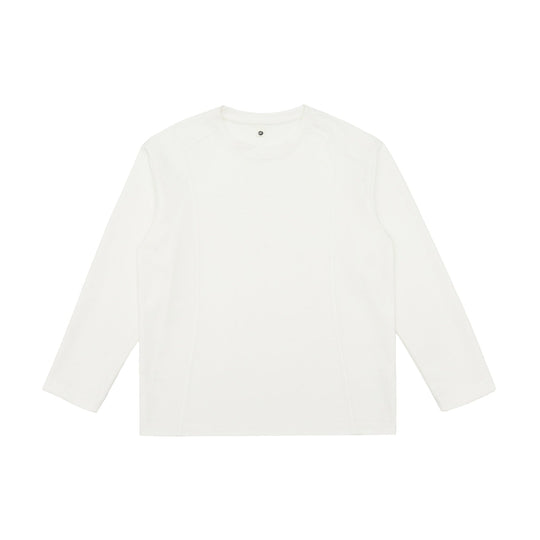 Damen Feines Baumwoll-Langarmshirt mit geradem Saum und Ziernaht-Detail Shop Nory
