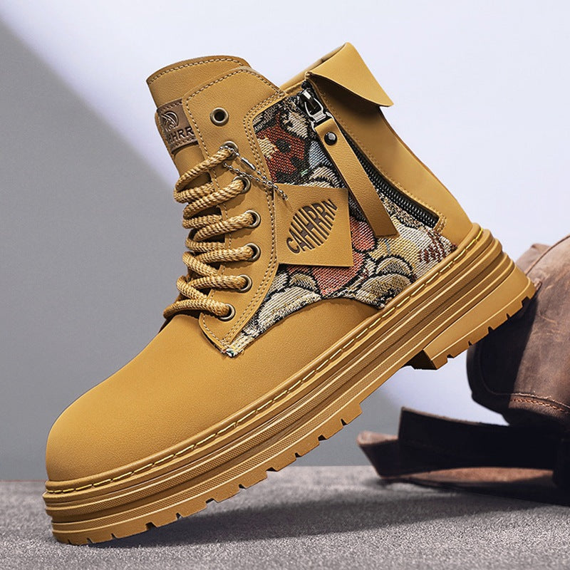 Damen modische Schnürboots mit seitlichem Reißverschluss und farbigen Akzenten Shopnory
