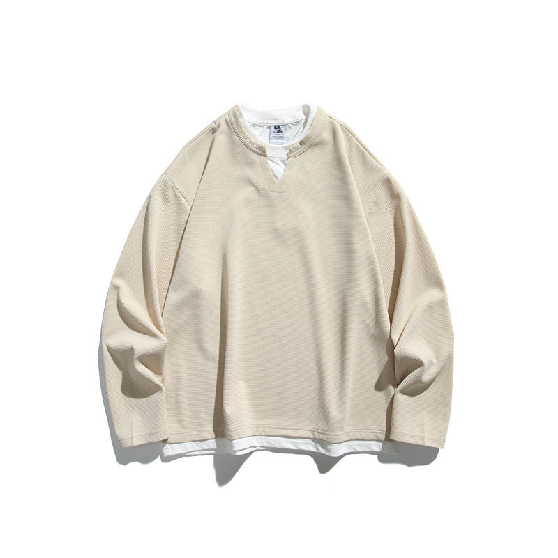 Unisex Oversize-Sweatshirt mit V‑Notch und integriertem Layer‑Look Shop Nory