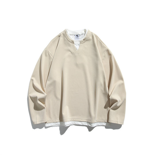 Unisex Oversize-Sweatshirt mit V‑Notch und integriertem Layer‑Look Shop Nory