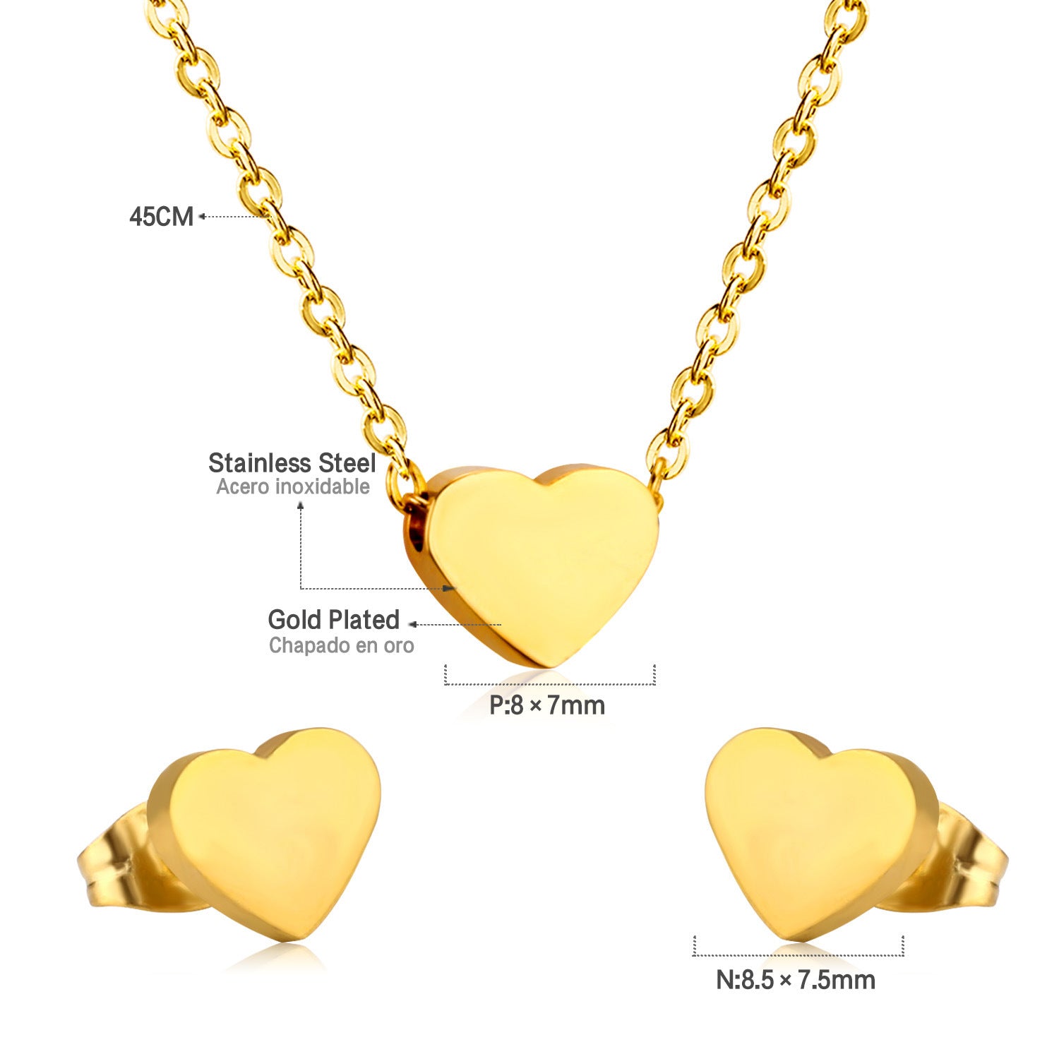 Damen Schmuckset mit herzförmigem Anhänger und passenden Ohrsteckern Shop Nory
