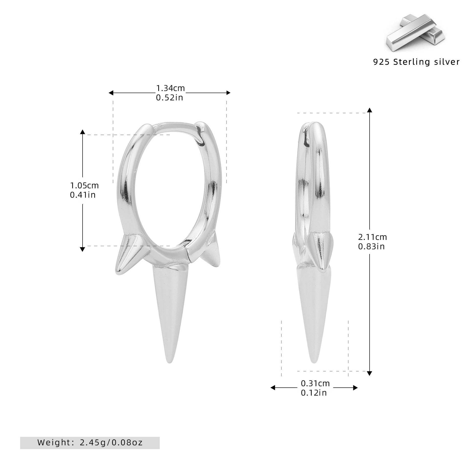 Damen Creolen im modernen Speerspitzen-Design aus 925er Sterlingsilber Shop Nory