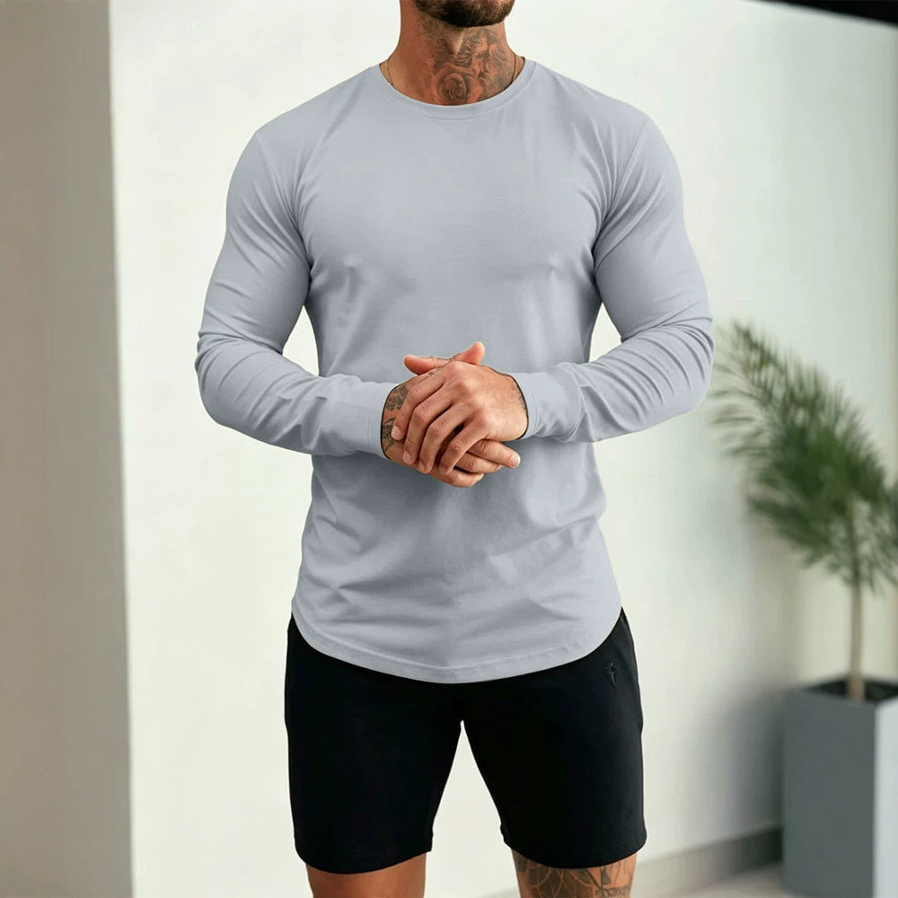Herren Enganliegendes Langarm-Shirt aus Baumwollstretch mit Rundhals Shop Nory