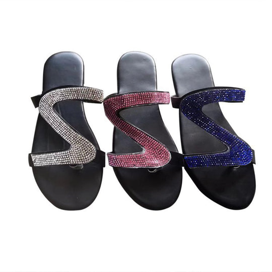 Damen Glitzer-Sandale mit geschwungenen Strass‑Riemen und gepolstertem Komfortfußbett Shop Nory