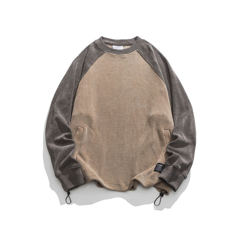 Unisex Oversize Cord-Sweatshirt mit Raglanärmeln, Kängurutaschen und Tunnelzugsaum Shop Nory
