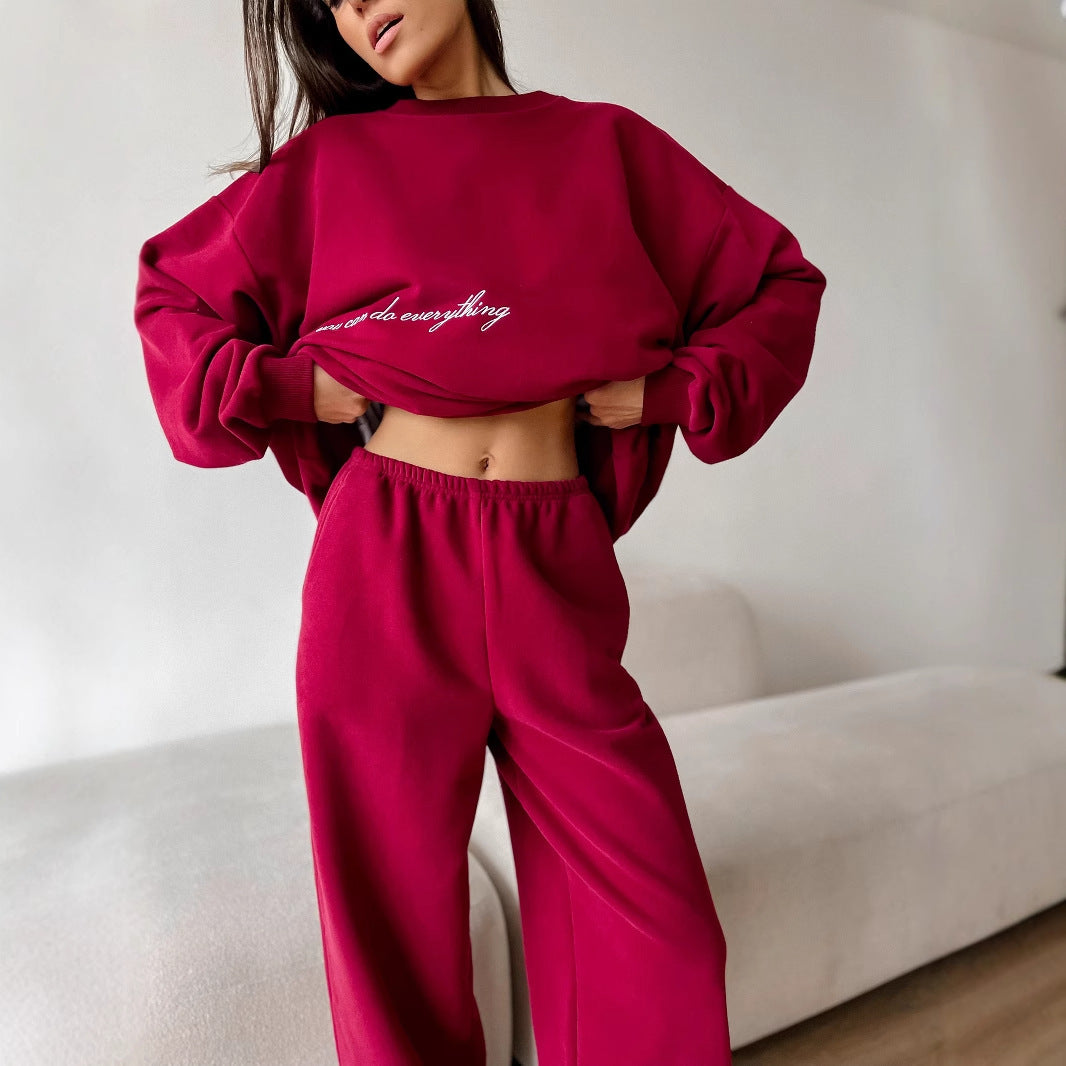 Damen Oversized Sweatshirt und hochgeschnittene Jogginghose Loungewear-Set aus weichem Baumwollfleece mit elastischem Bund Shop Nory
