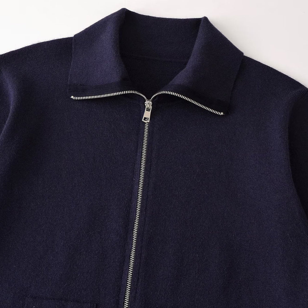 Damen Grobgestrickte Oversize-Zipjacke mit Stehkragen und aufgesetzten Taschen Shop Nory