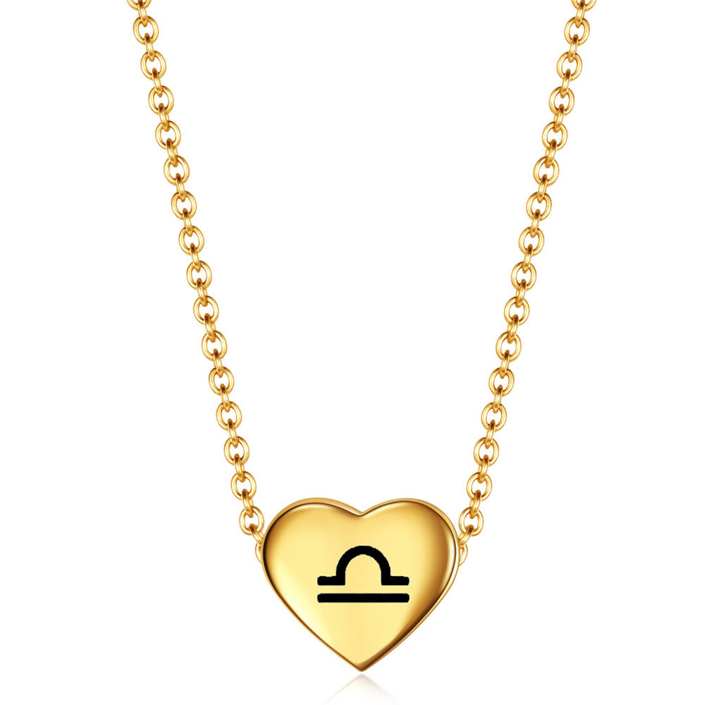 Damen Halskette mit gravierbarem Herzanhänger und astrologischem Symbol Shop Nory