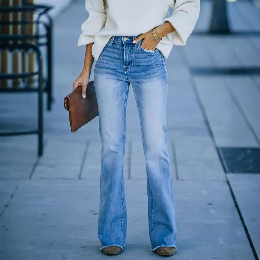 Damen Flared Jeans mit hohem Bund und elegantem Schnitt