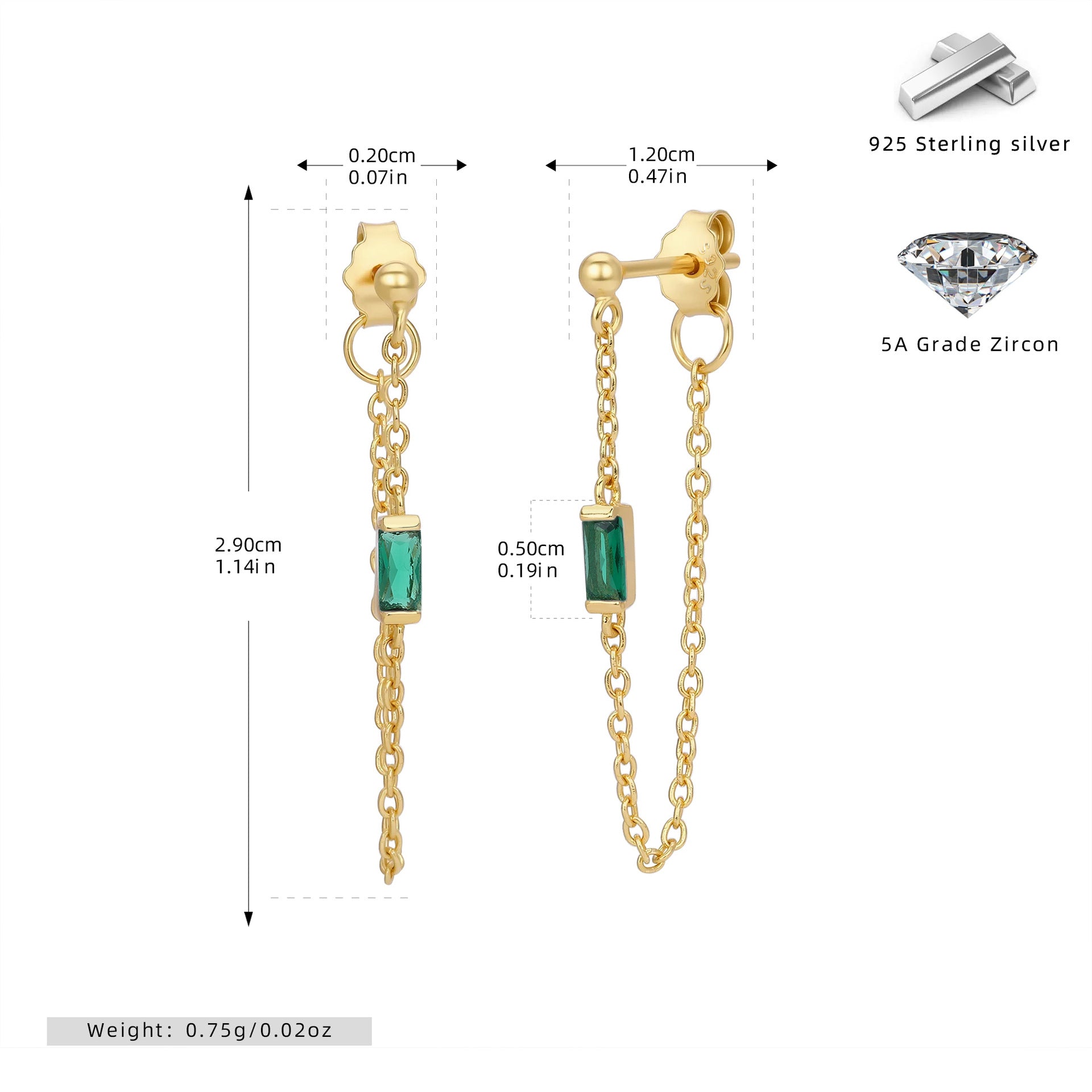 Damen Ohrringe mit luxuriösen Zirkonanhängern aus 925 Sterling Silber Shop Nory
