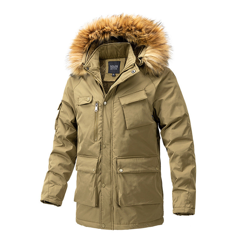Herren Wärmegefütterte Parka-Jacke mit Kapuze und Teddyfutter Shop Nory