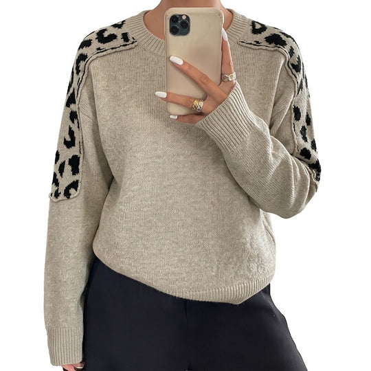 Damen Oversize Strickpullover mit Leo-Jacquard-Schultereinsätzen Shop Nory