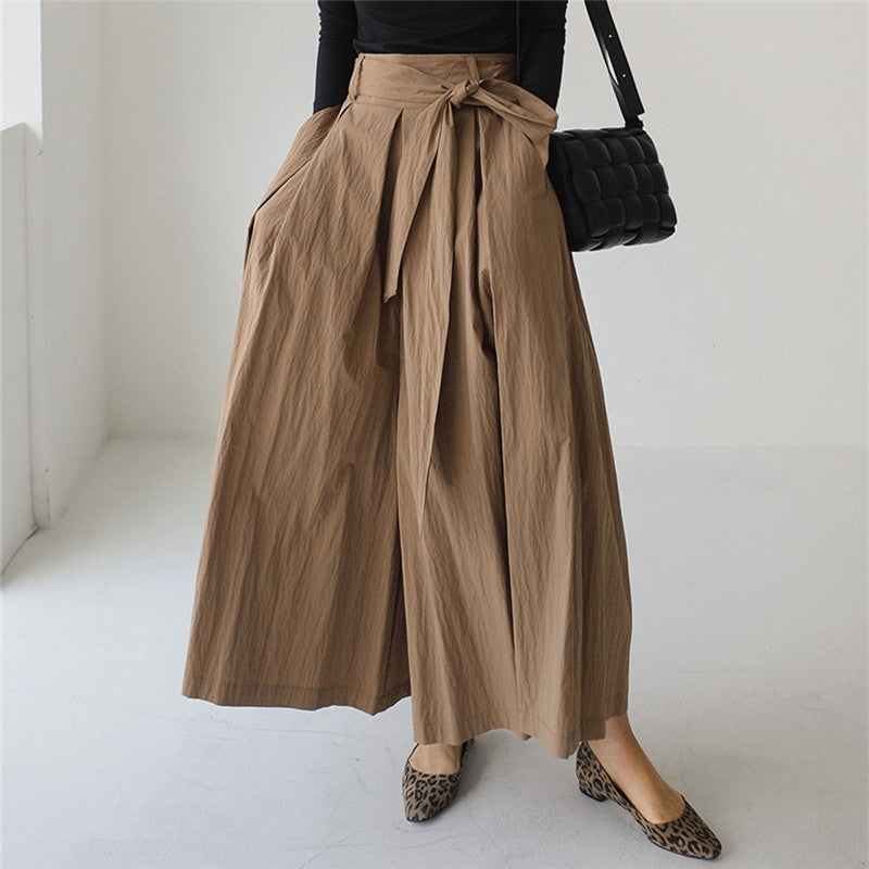 Damen Weite Palazzohose mit Wickeloptik und Bindegürtel Shop Nory